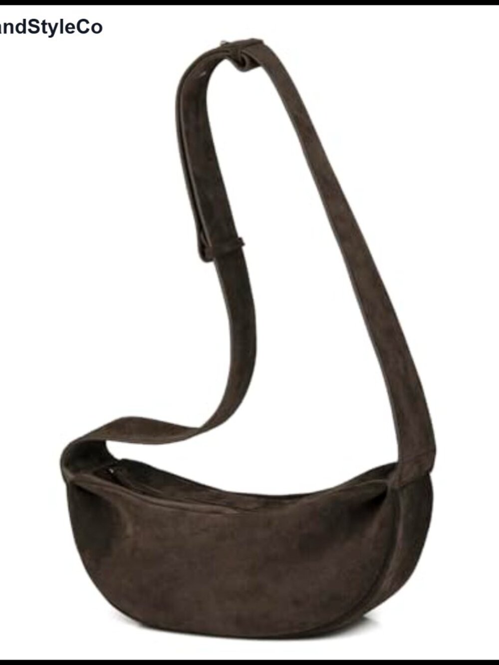 Suede Leather Crescent Sling Bag Adjustable Strap Crossbody Hobo